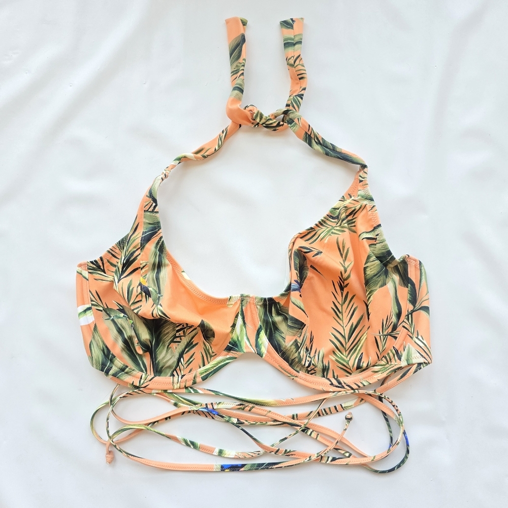 Freya Tropical Print Halter Bikini Top Birds In Paradise Full Figure Bust 34K - Picture 4 of 12